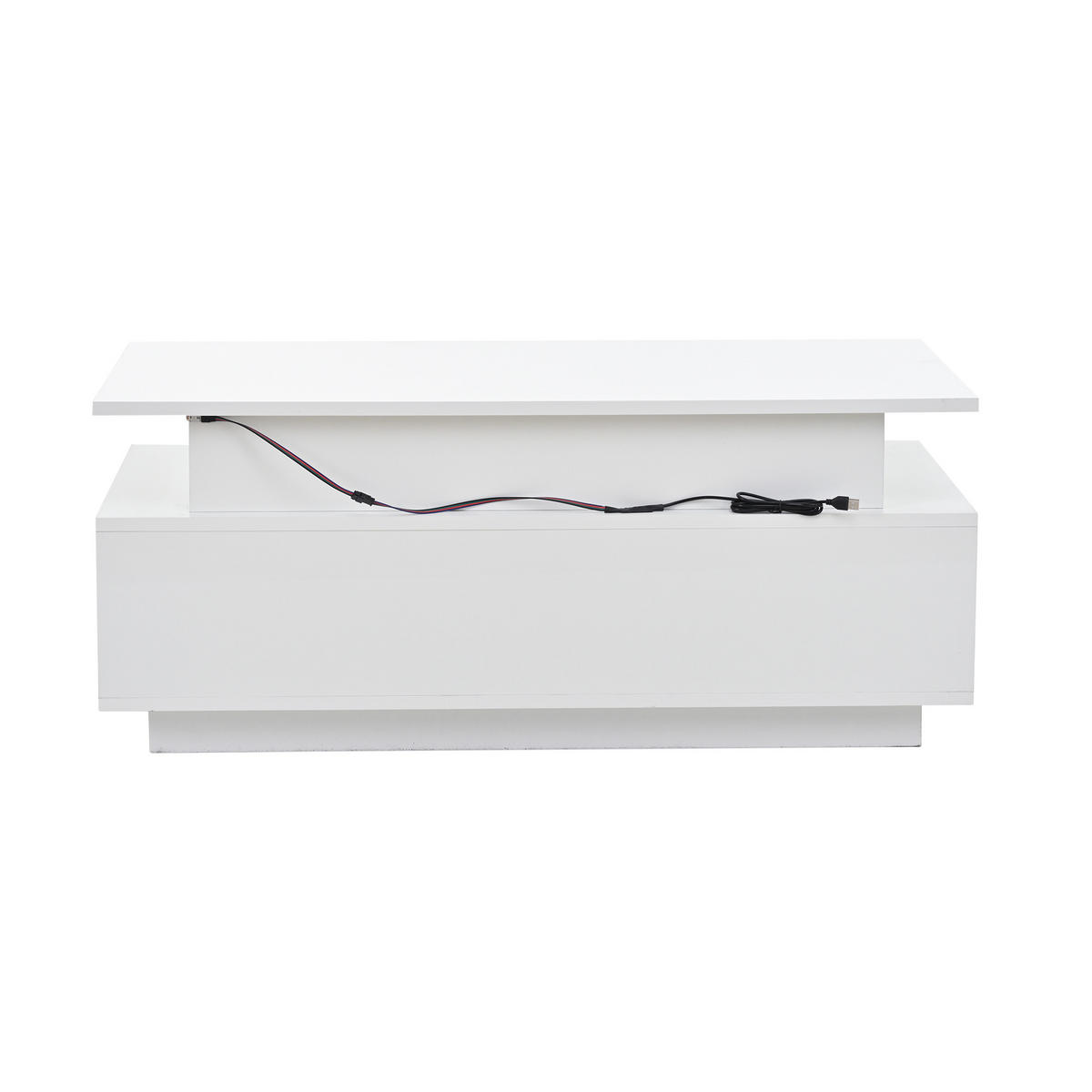 COUCHTISCH DE-37101 höhenverstellbar mit LED und Schublade Weiß - Weiß, Holzwerkstoff (96/45/40cm) - ComfortXL