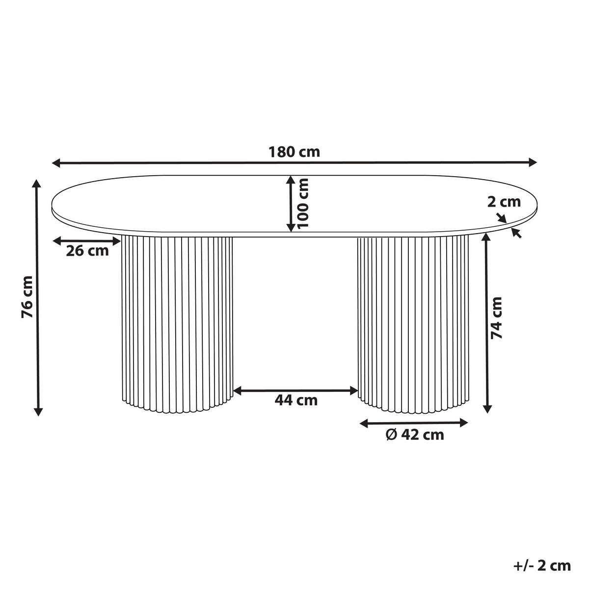ESSTISCH 180/100/76 cm Hellbraun Oval Sheridan - Hellbraun, Holzwerkstoff (180/100/76cm) - Beliani
