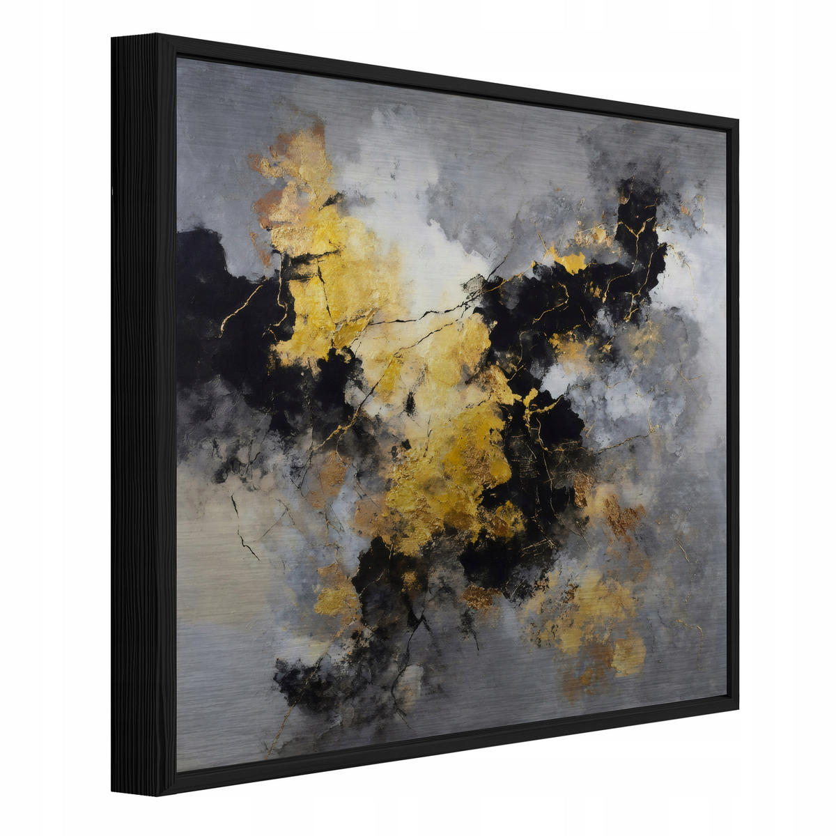 BILDER mit Rahmen Abstraktion Marmor Schwarz 50x50 cm - Multicolor, Metall (50/50cm) - Wallarena