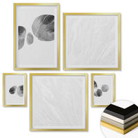 WANDBILDER 5er Set - 50x50 cm & 20x30 cm & 40x60 cm Goldrahmen - Abstrakte Kunst, Farbspritzer - Goldfarben, Kunststoff (40/60cm) - ArtPrintCave