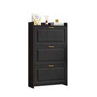 SCHUHSCHRANK 70/24/120 cm mit Klapptüren und Schublade, 6 Fächer, Schwarz - Schwarz, Holzwerkstoff (70/120/24cm) - Redom
