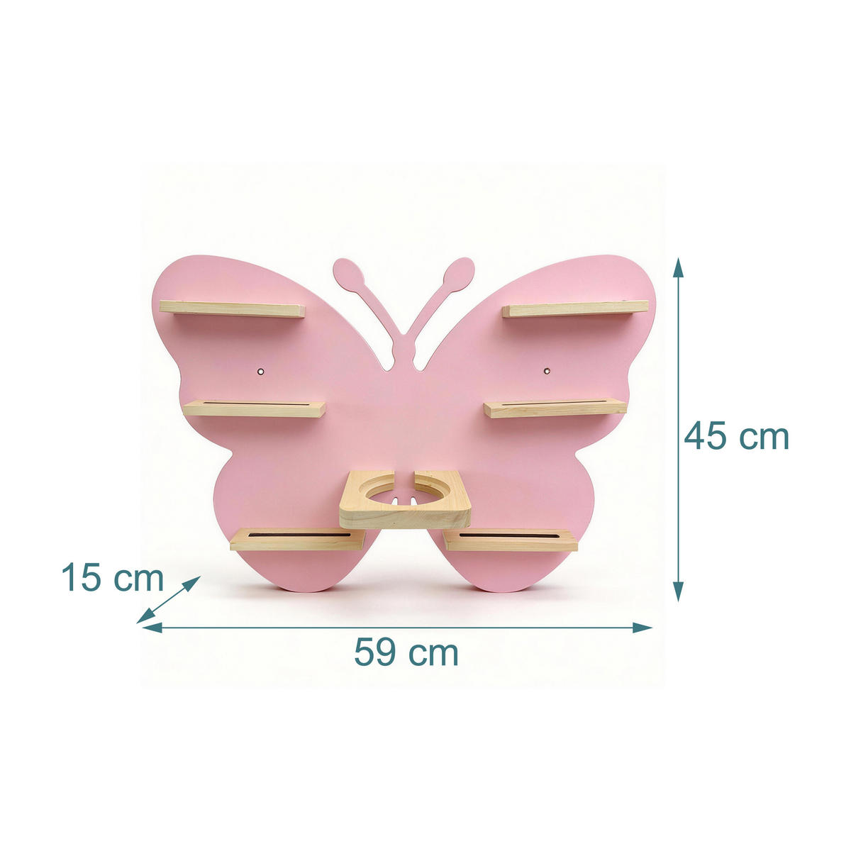 REGAL Holzfarben Schmetterling mit Magnetleisten - Rosa, Holz/Holzwerkstoff (59/45/15cm) - Relaxdays