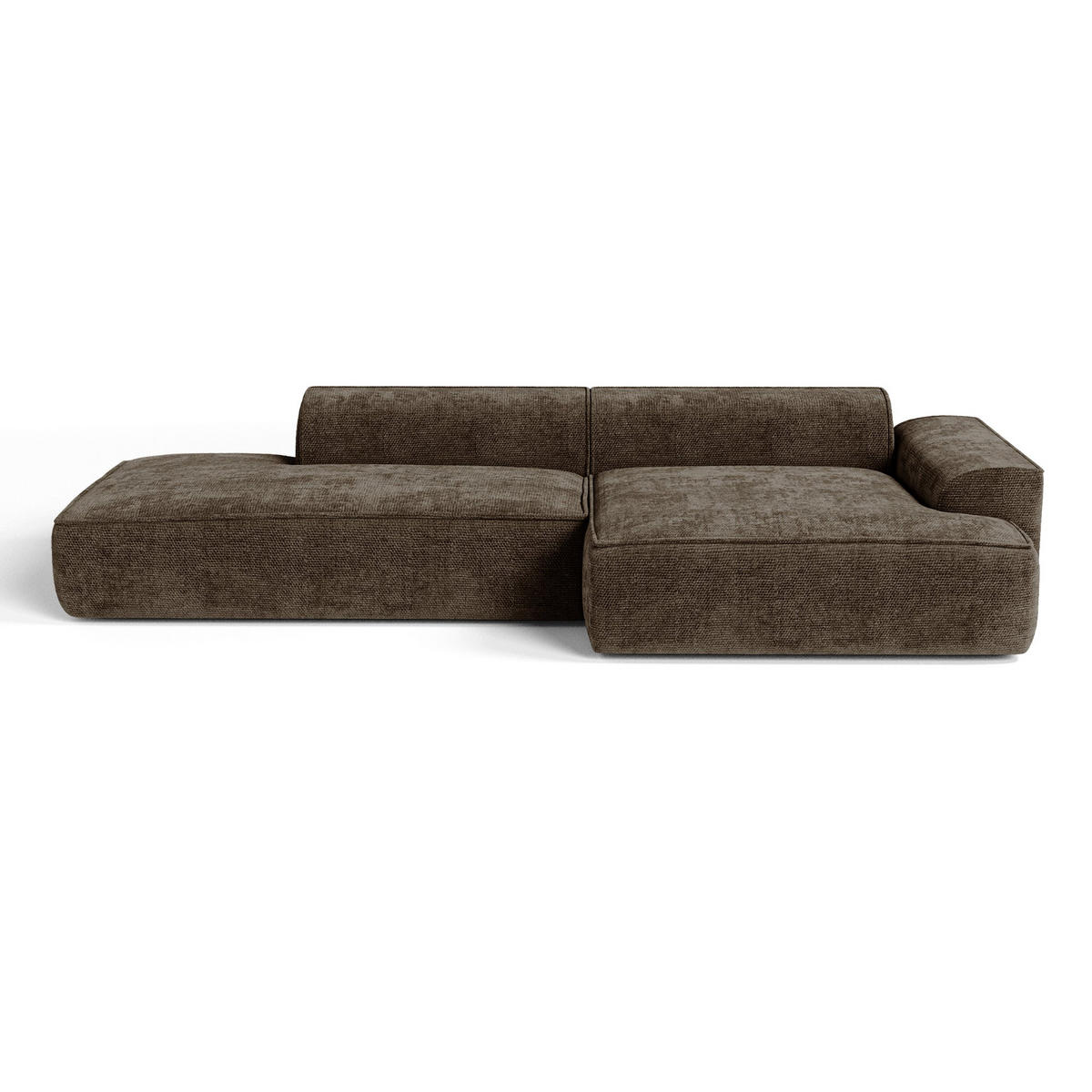 ECKSOFA rechtwinklig HANA Strickvelours Espressobraun 300cm - Dunkelbraun/Braun, Textil (300/155cm) - Premium Interiors