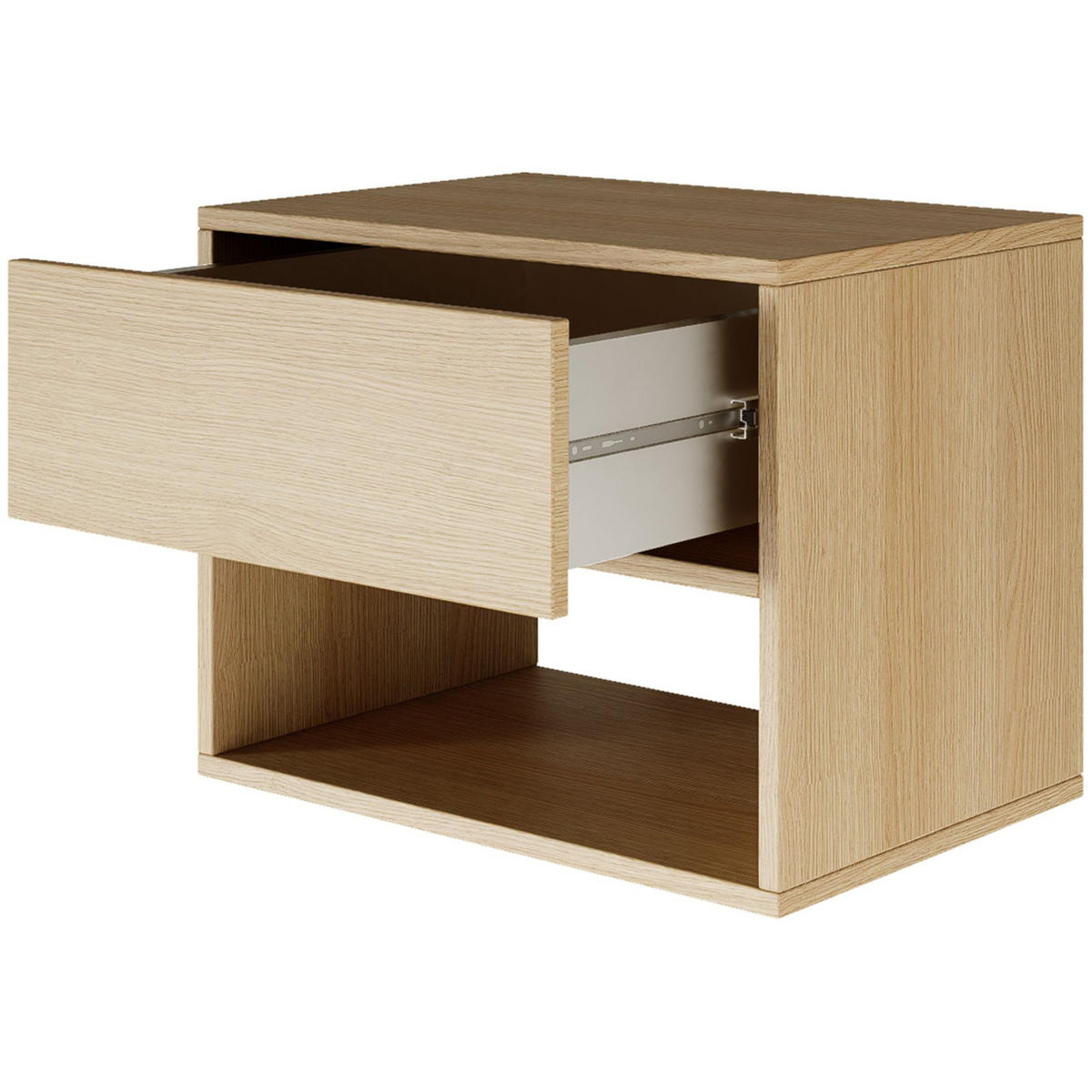 NACHTTISCH hängend Framme Eiche Holzoptik mit Fach, 50 cm - Beige, Holzwerkstoff (50/40/36cm) - Selsey