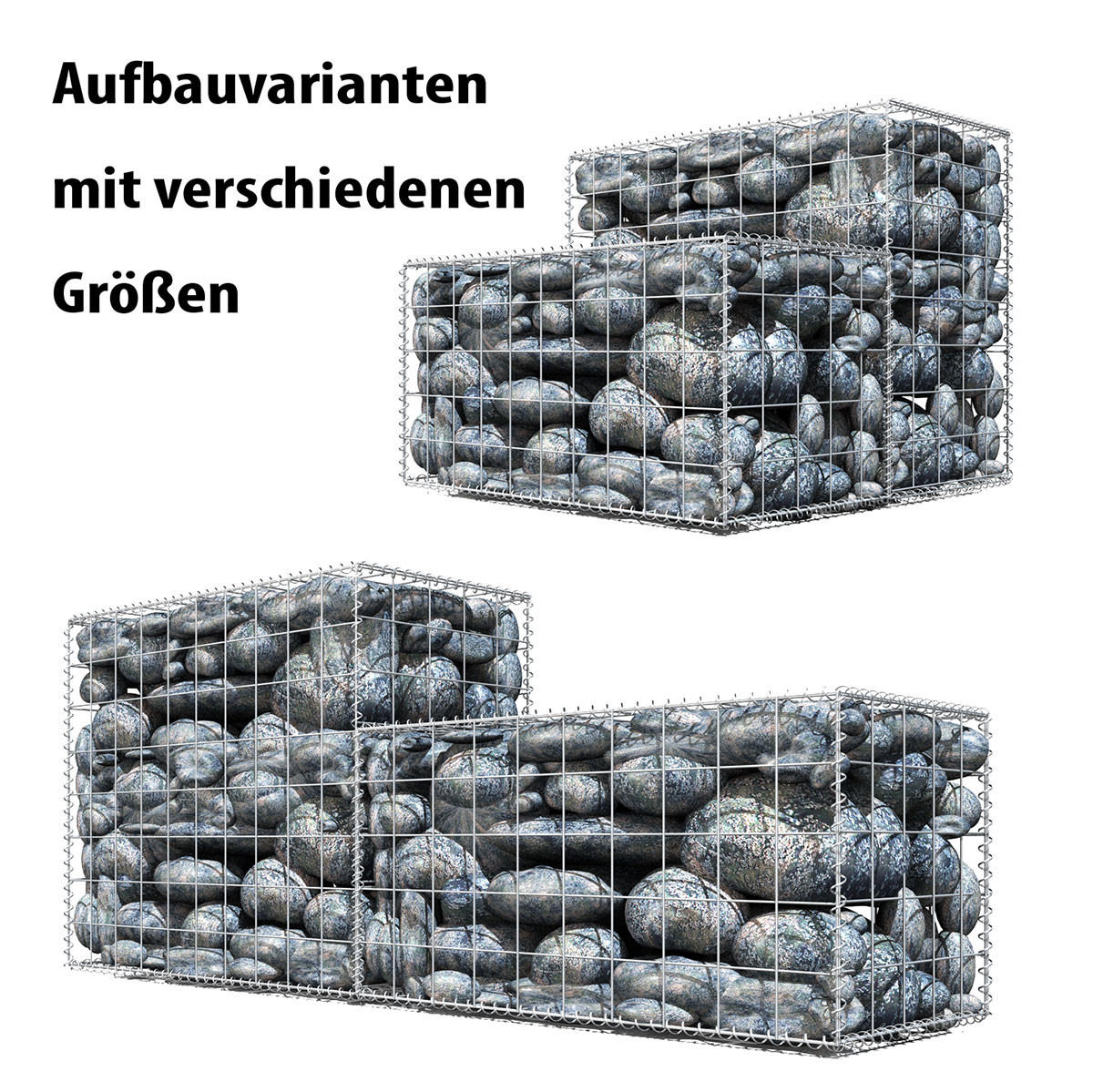 GABIONEN Steinkorb aus Stahl, 100/50/50 cm, Feuerverzinkt - Grau, Metall (50/50cm) - Niederberg Metall