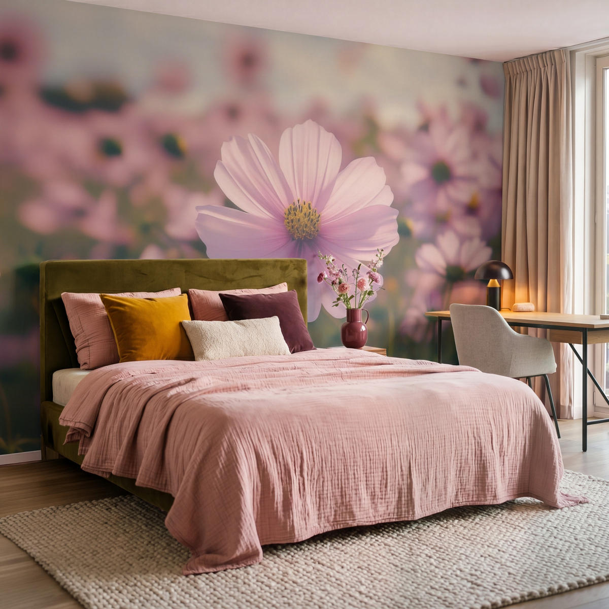 TAPETE - Blumen - Lila - Unscharf - 300x200 cm - Rosa, Papier (300/200cm) - OnlyWow