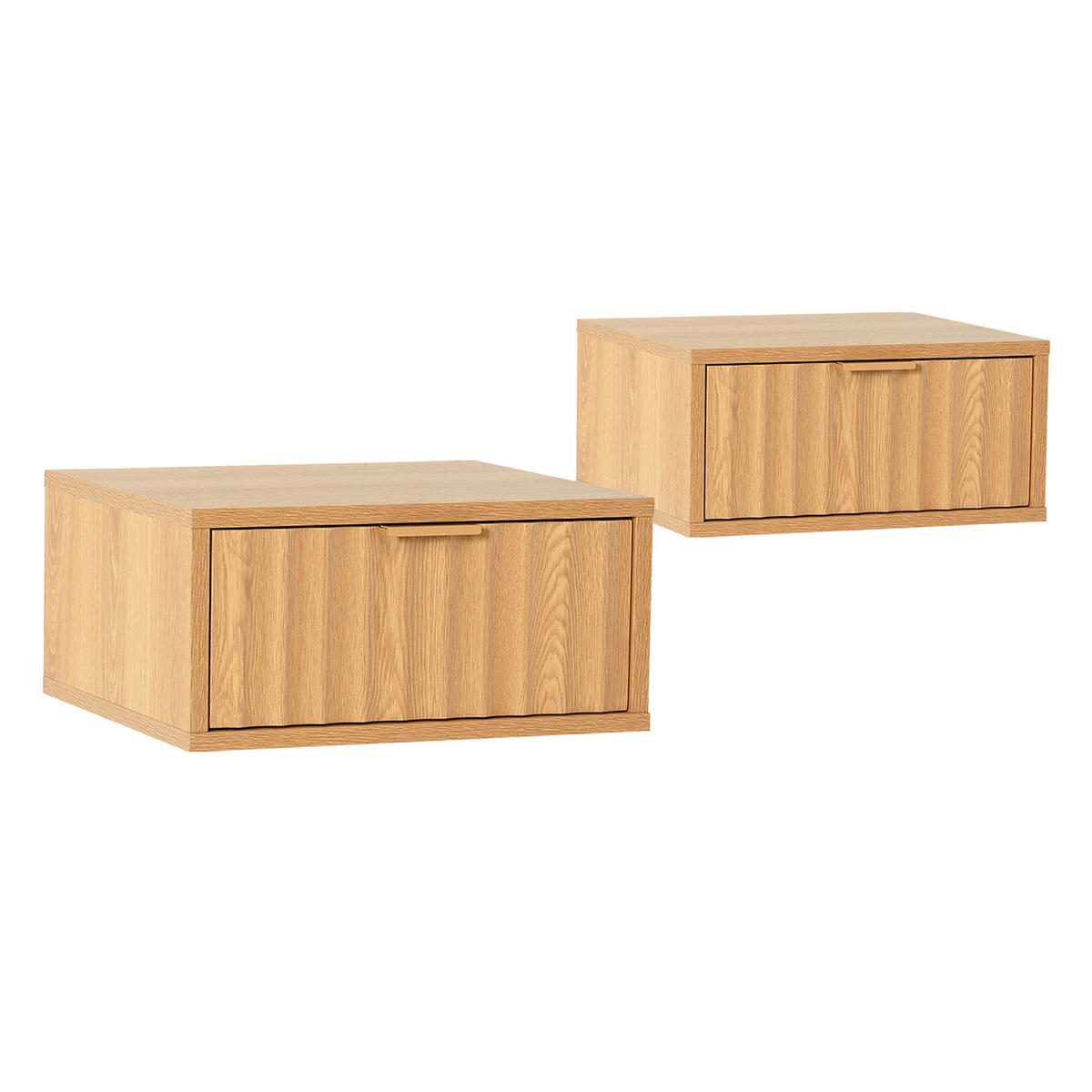 NACHTTISCH schwebende – Set aus 2 schewebende Nachttischen Lluvia Eichenfarbe - Honigeiche, Holzwerkstoff (40/19/35cm) - VS Venta-stock