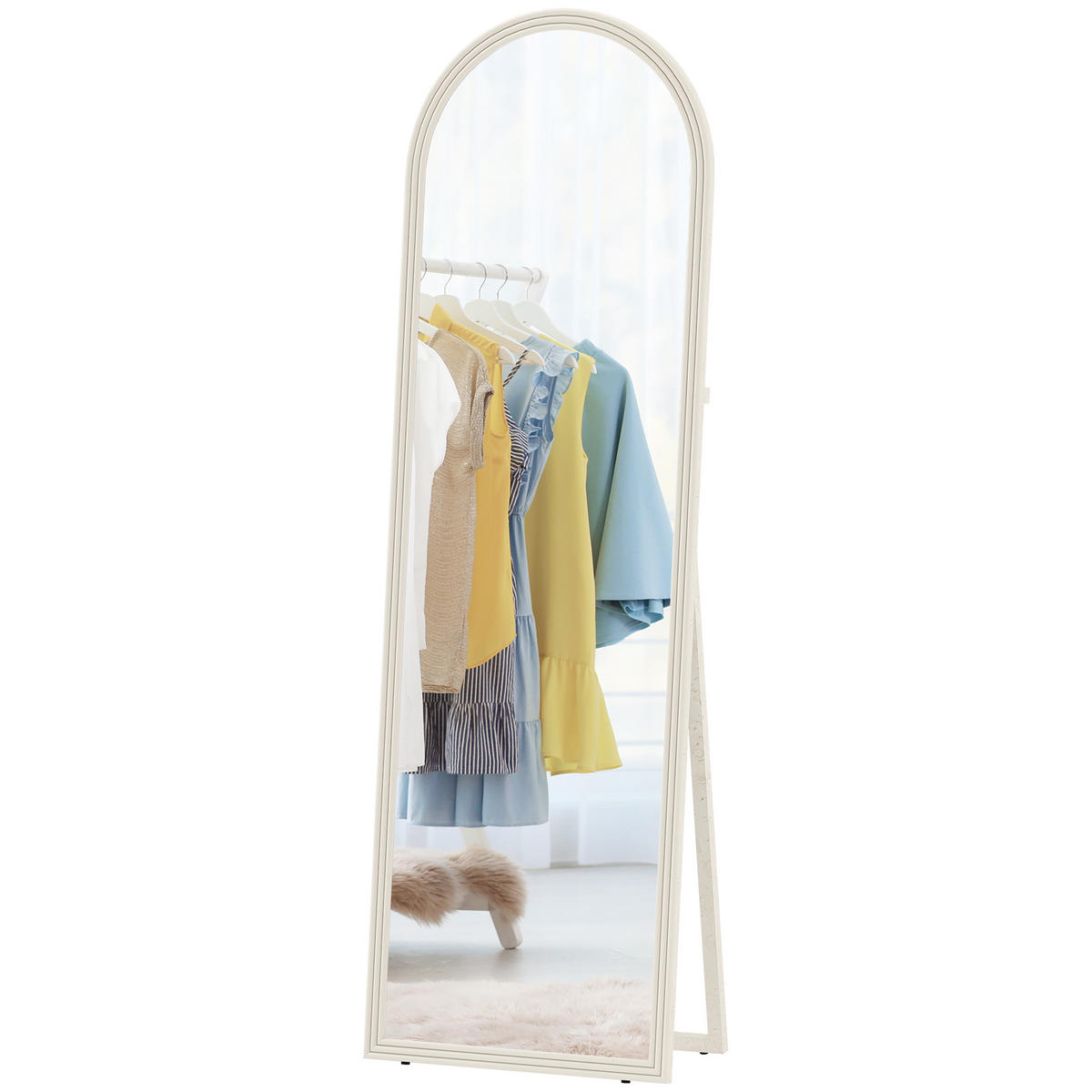 STANDSPIEGEL DE-09738 mit Bogenrahmen, freistehend Weiß - Weiß, Glas (50/160/3.7cm) - ComfortXL