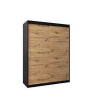 SCHWEBETÜRENSCHRANK 200/150/62 2-türig - Silberfarben/Schwarz, Holz/Kunststoff (150/200/62cm) - Abiks Möbel