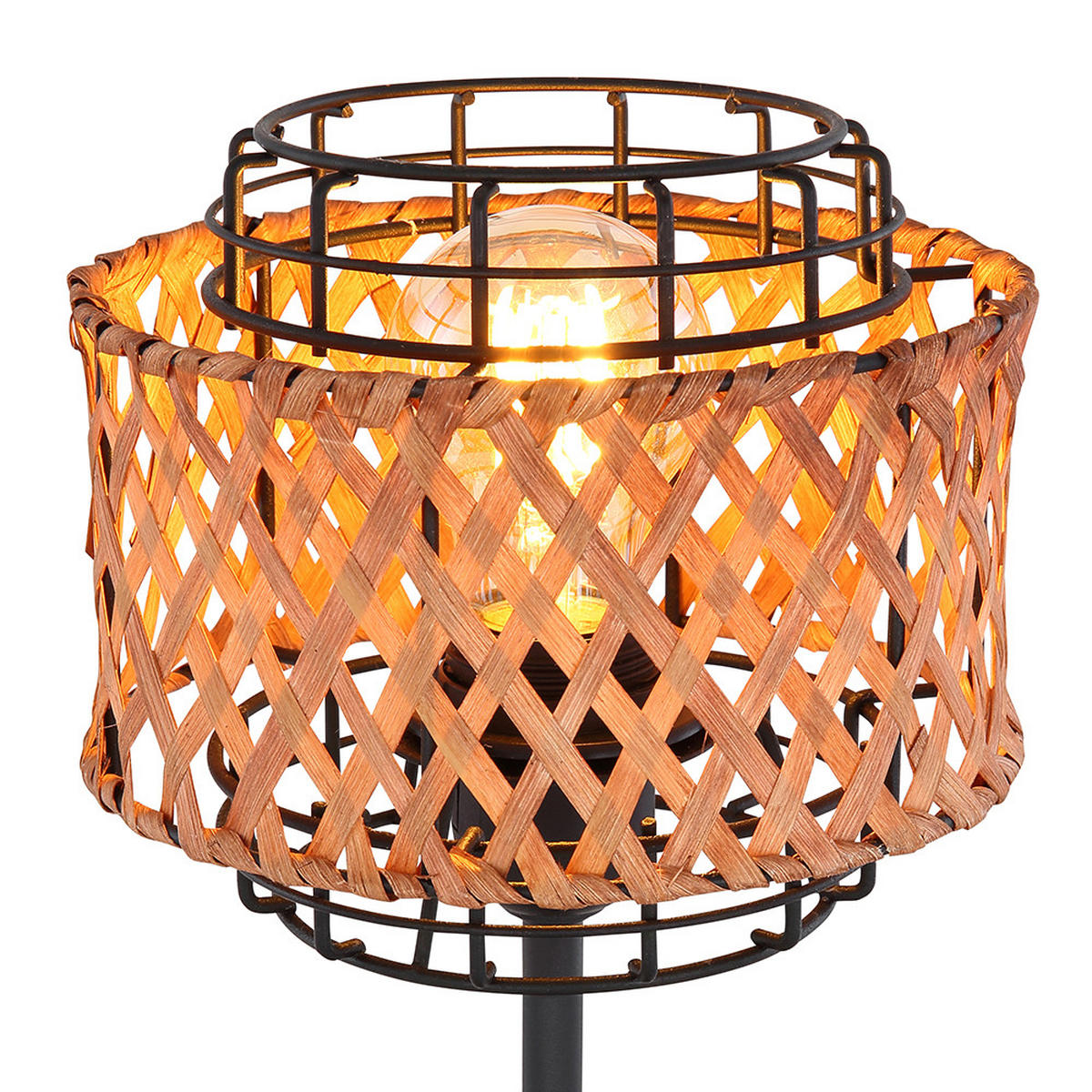 LED TISCHLEUCHTE Bambusgeflecht Braun - Braun, Holz (17/17/32cm) - Globo Lighting