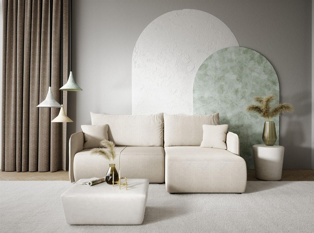 ECKSOFA Calgary - Hellgrau, Holzwerkstoff/Textil (207/148cm) - Fun Möbel