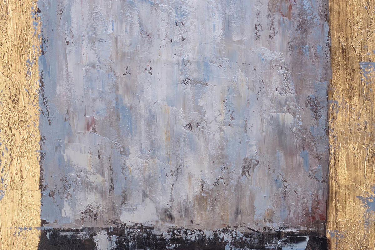 ACRYLBILD HANDGEMALT 60/90 cm - Schwarz/Grau, Textil (60/90cm) - KUNSTLOFT