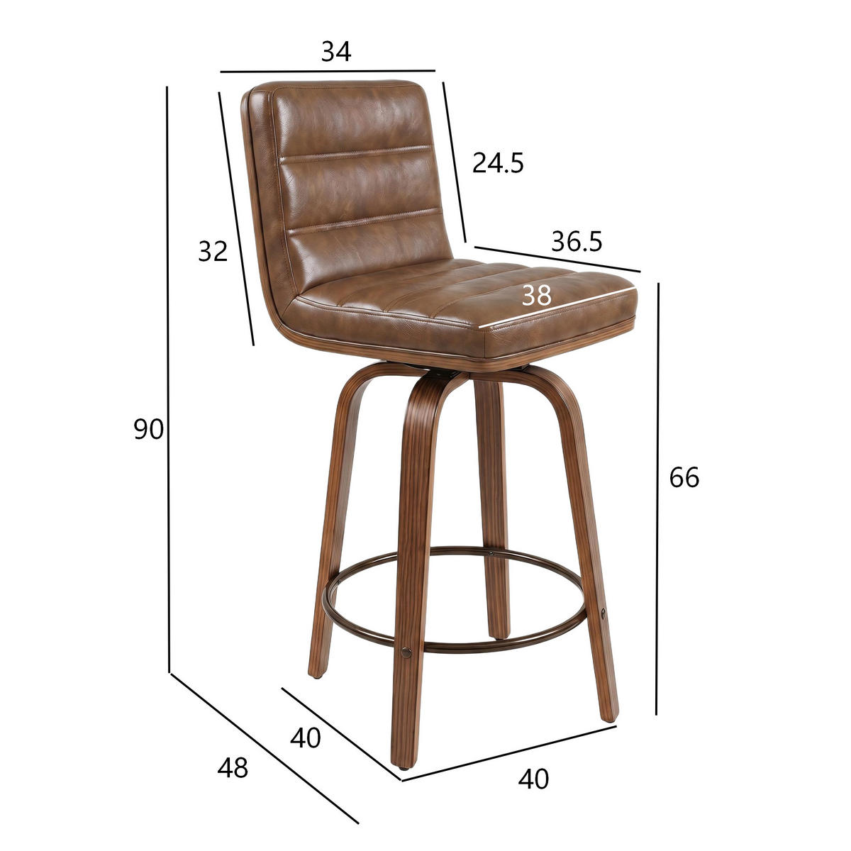BARHOCKER DE-36437 mit geschwungenen Holzbeinen Rotbraun - Braun, Holz (48/90/40cm) - ComfortXL