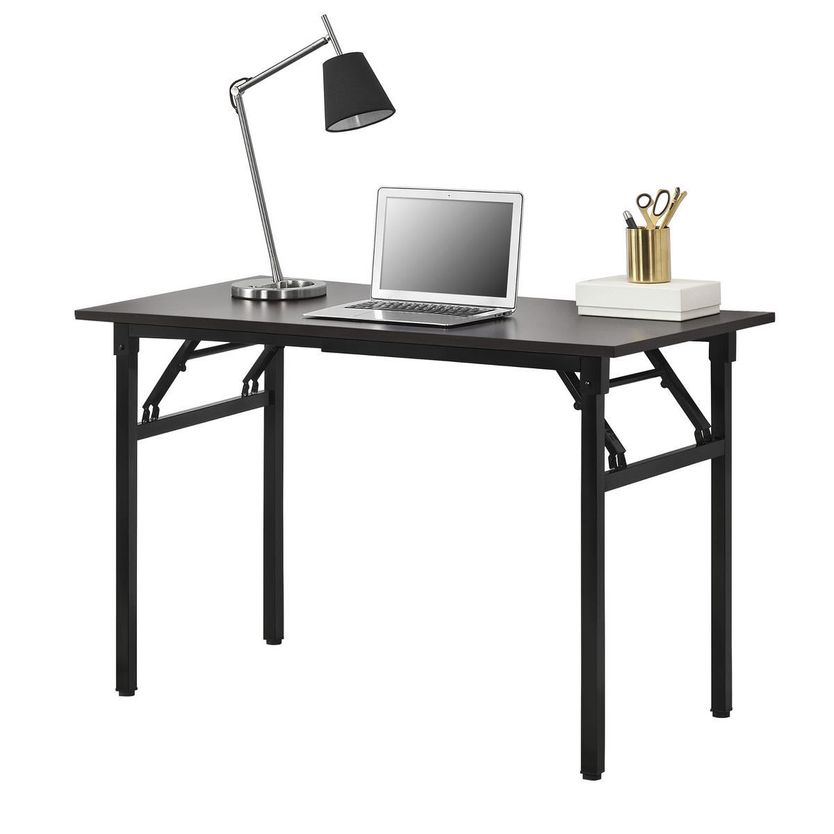 KLAPPTISCH - Dunkelbraun/Schwarz, Holzwerkstoff/Metall (120/76.4/60cm) - [neu.haus]