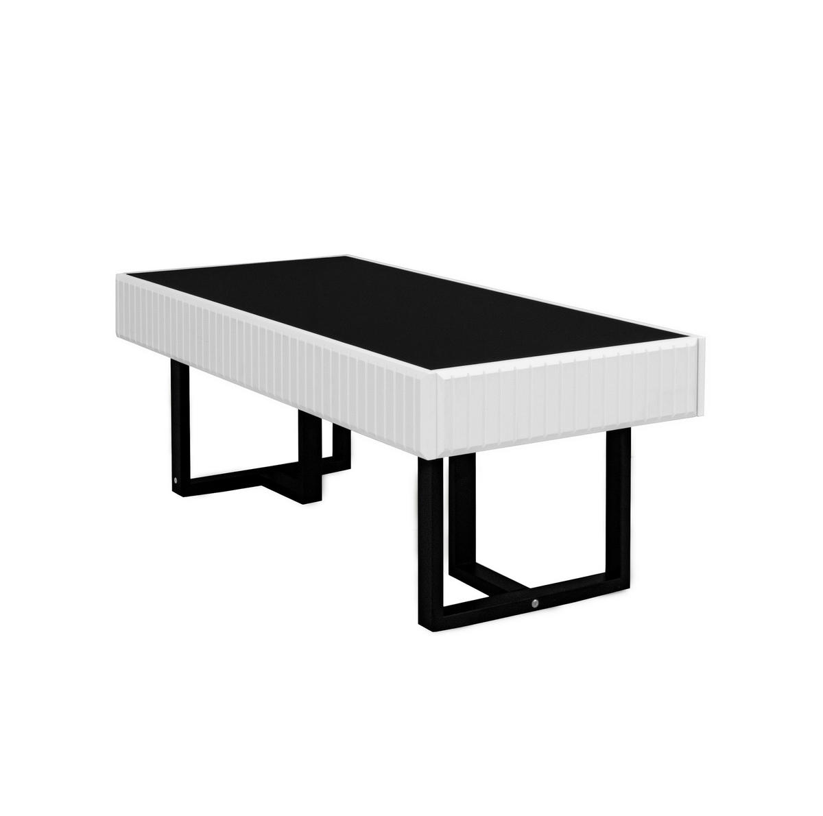 COUCHTISCH 110/50,5/41 cm in Schwarz-Weiß mit Hochglanzplatte und Metallgestell - Schwarz, Holzwerkstoff (110/50.5/41cm) - Flora Grace