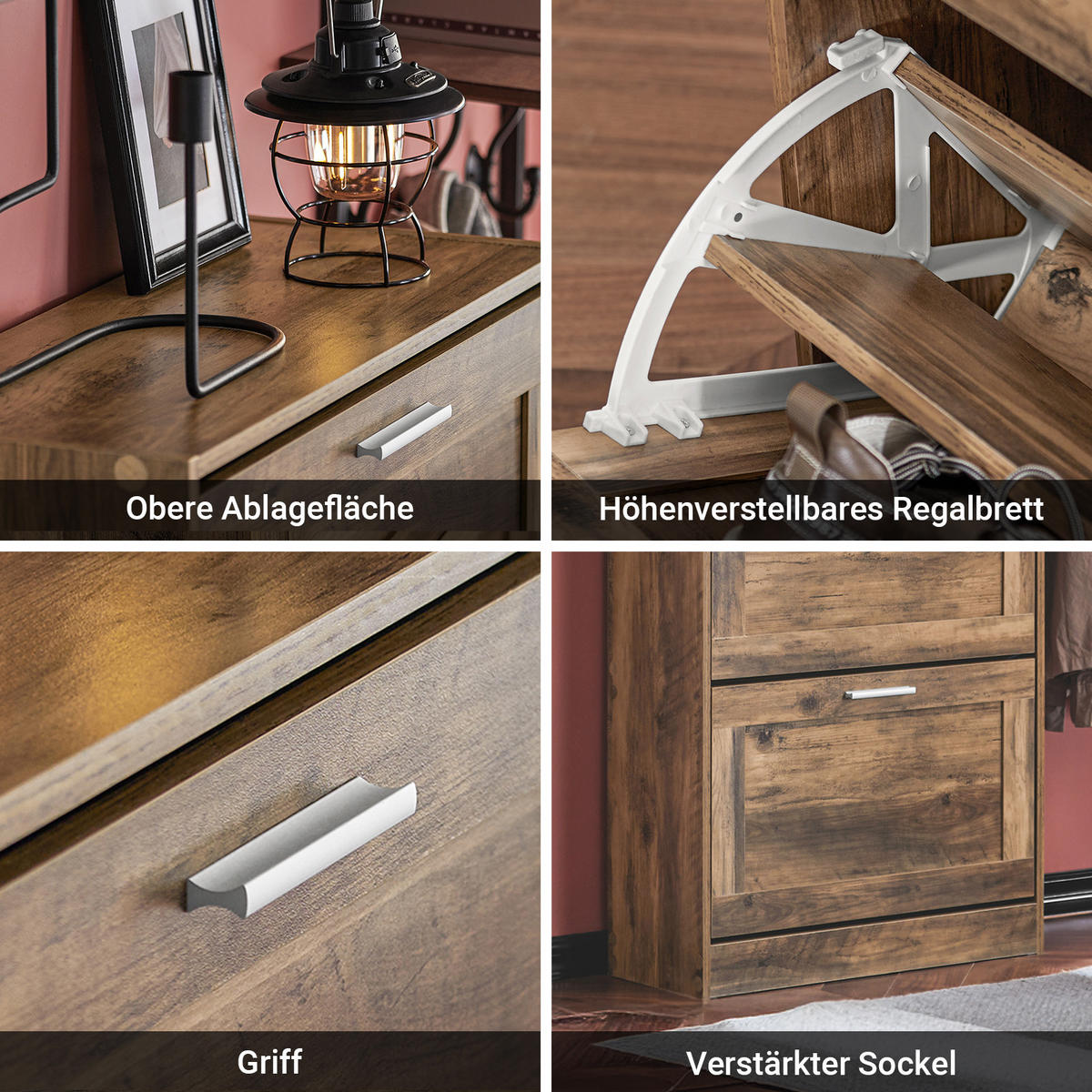 SCHUHSCHRANK Braun - Braun, Holzwerkstoff (60/115/23cm) - SoBuy