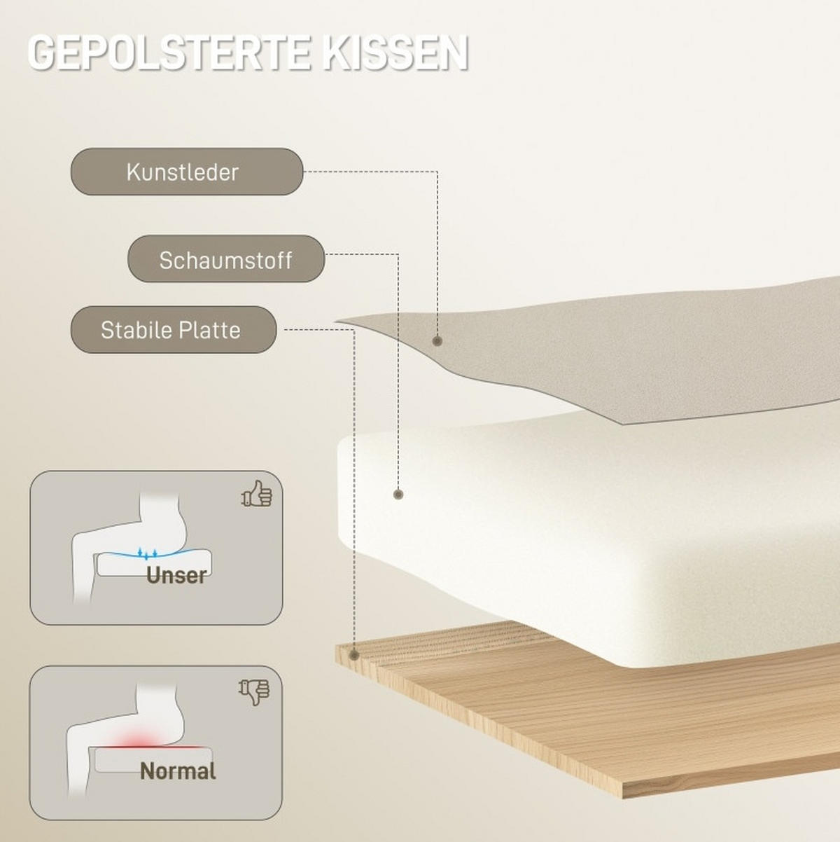 BÜROSTUHL ergonomisch mit Fußstütze Kunstleder Beige - Beige, Kunststoff (66/121/72cm) - Meubliv