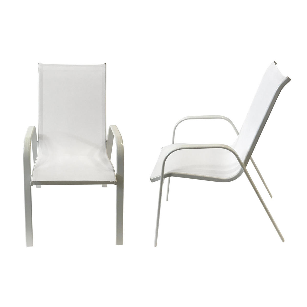 GARTENSTÜHLE Marbella Weiß und weiß 6er-Set - Weiß, Kunststoff (56.5/92.5/76cm) - Happy Garden