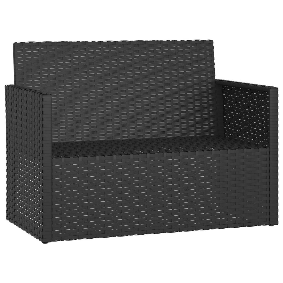 GARTENBANK mit Kissen Schwarz 105 cm Poly Rattan - Schwarz, Kunststoff (105/75/56cm) - furnicato