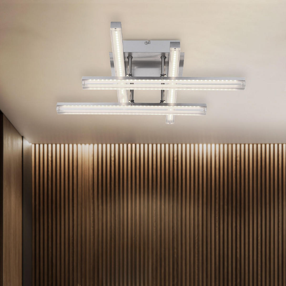 LED DECKENLEUCHTE Metall Silber LOMBARDIA - Silberfarben, Metall (46.5/46.5/13cm) - Globo Lighting