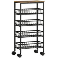 KÜCHENWAGEN mit 4 Etagen, MIT 4 AUSZIEHBAREN KÖRBEN - Schwarz, Holzwerkstoff (24/81.5/40cm) - Rolipo