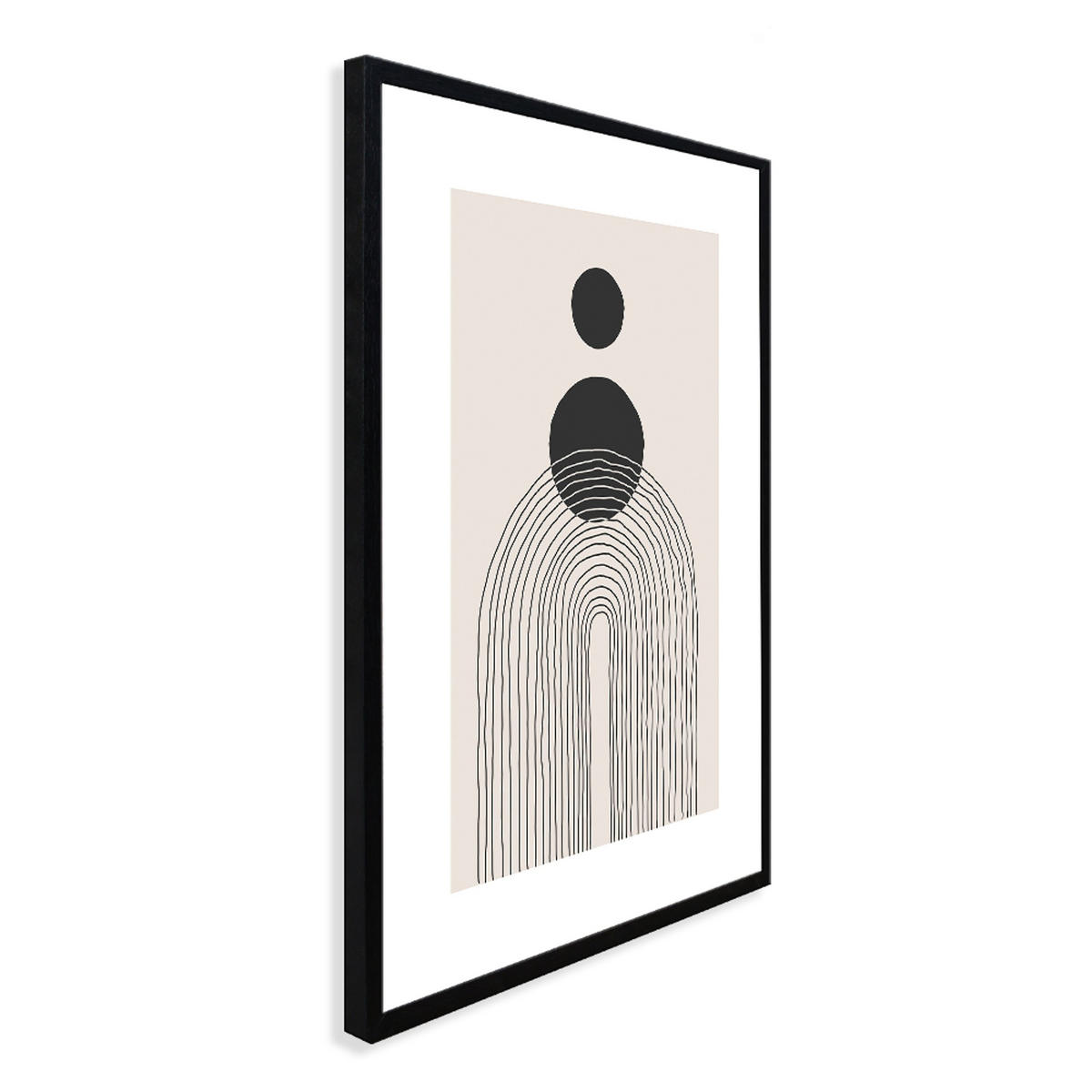 POSTER mit Rahmen 50x70 cm Abstrakt Beige Schwarz - Beige, Holz (51/71cm) - artissimo