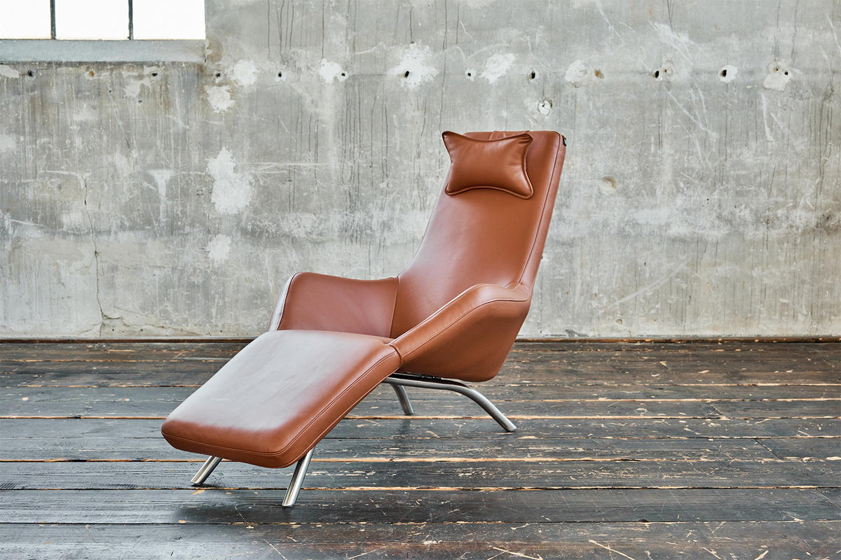 RELAXLIEGE CAVAL Braun Leder - Silberfarben/Braun, Leder/Metall (79/95/157cm) - KAWOLA