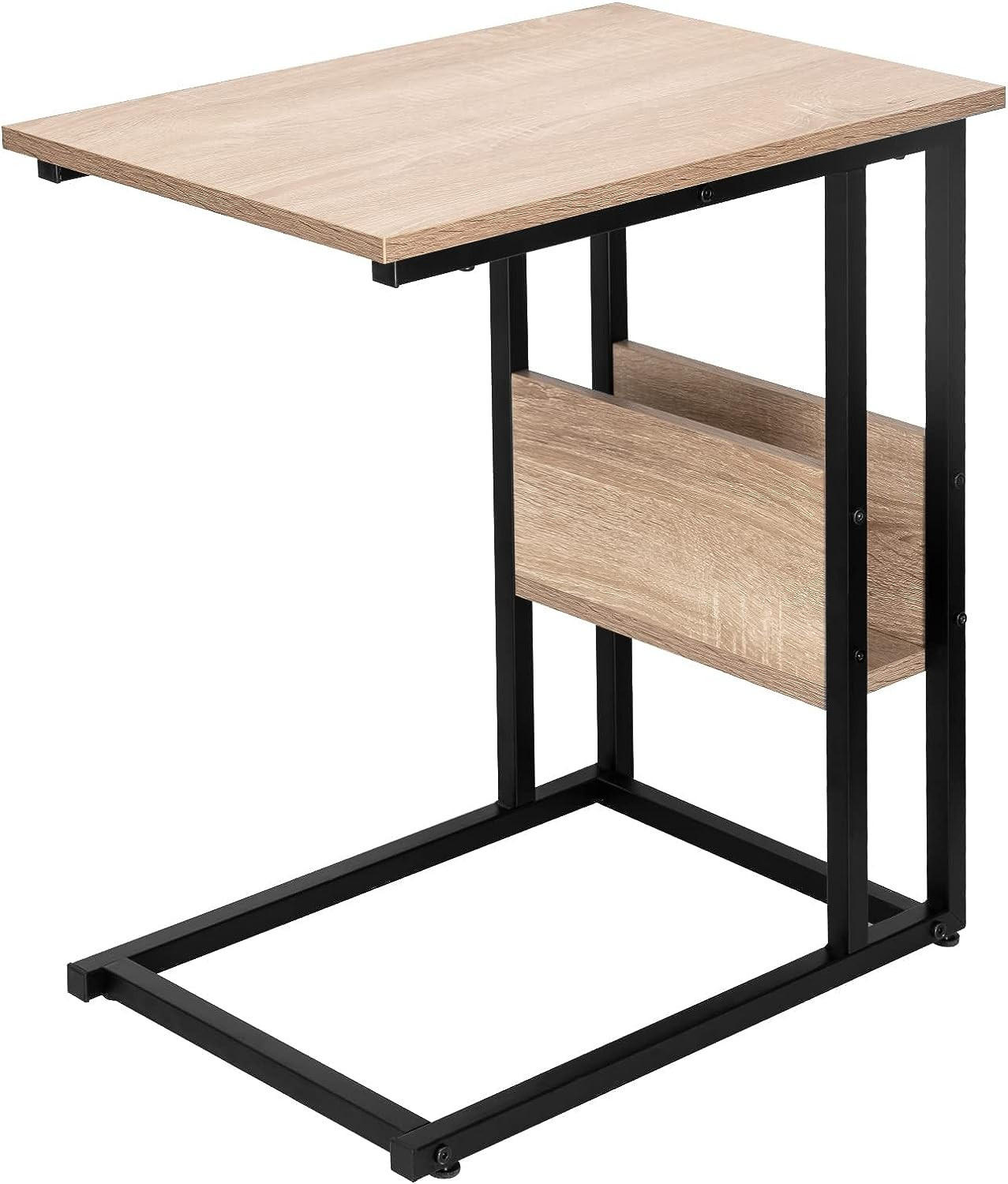 BEISTELLTISCH 55x36x59,5cm(BxTxH), Hell Eiche - Eichefarben/Schwarz, Holzwerkstoff/Metall (36/55/59.5cm) - Woltu