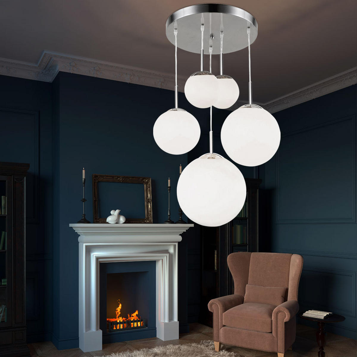LED HÄNGELEUCHTE BALLO Metall Weiß - Weiß, Metall (50/50/90cm) - Globo Lighting