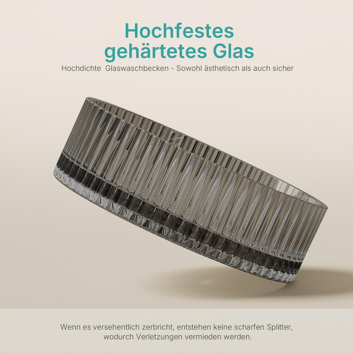 WASCHBECKEN Klarglasspüle Schwarz Ø40 / 12 cm - Schwarz, Glas (40/12/40cm) - EMKE