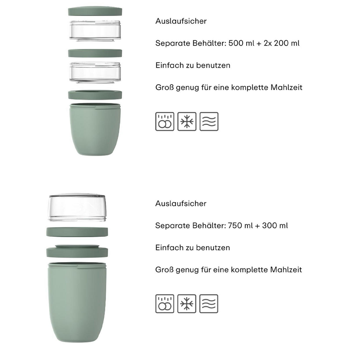 LUNCHPOT-SET XL Ellipse Nordic Blue 900 ml + 1050 ml 2er Set - Hellblau, Kunststoff (10.7/20/10.7cm) - Mepal