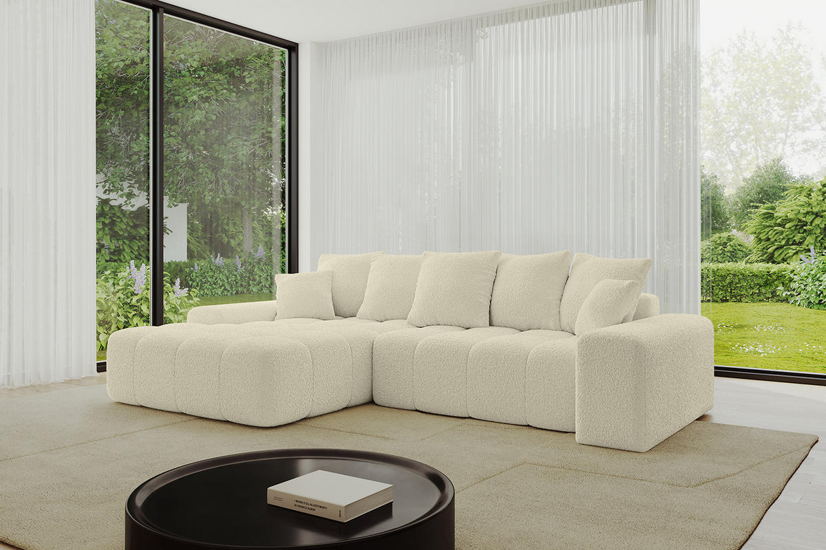 ECKSOFA Ottomane Links ENSI-L - 267x164x88 cm Creme - Creme, Holzwerkstoff/Kunststoff (267/164cm) - ALTDECOR