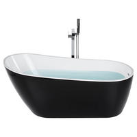 BADEWANNE FREISTEHEND 78x170x72 cm schwarz Solarte - Schwarz, Kunststoff (78/72/170cm) - Beliani
