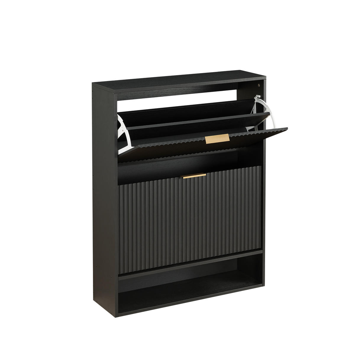 SCHUHSCHRANK Schwarz 80/24/102 cm - Schwarz, Holzwerkstoff (80/102/24cm) - PANGIVO