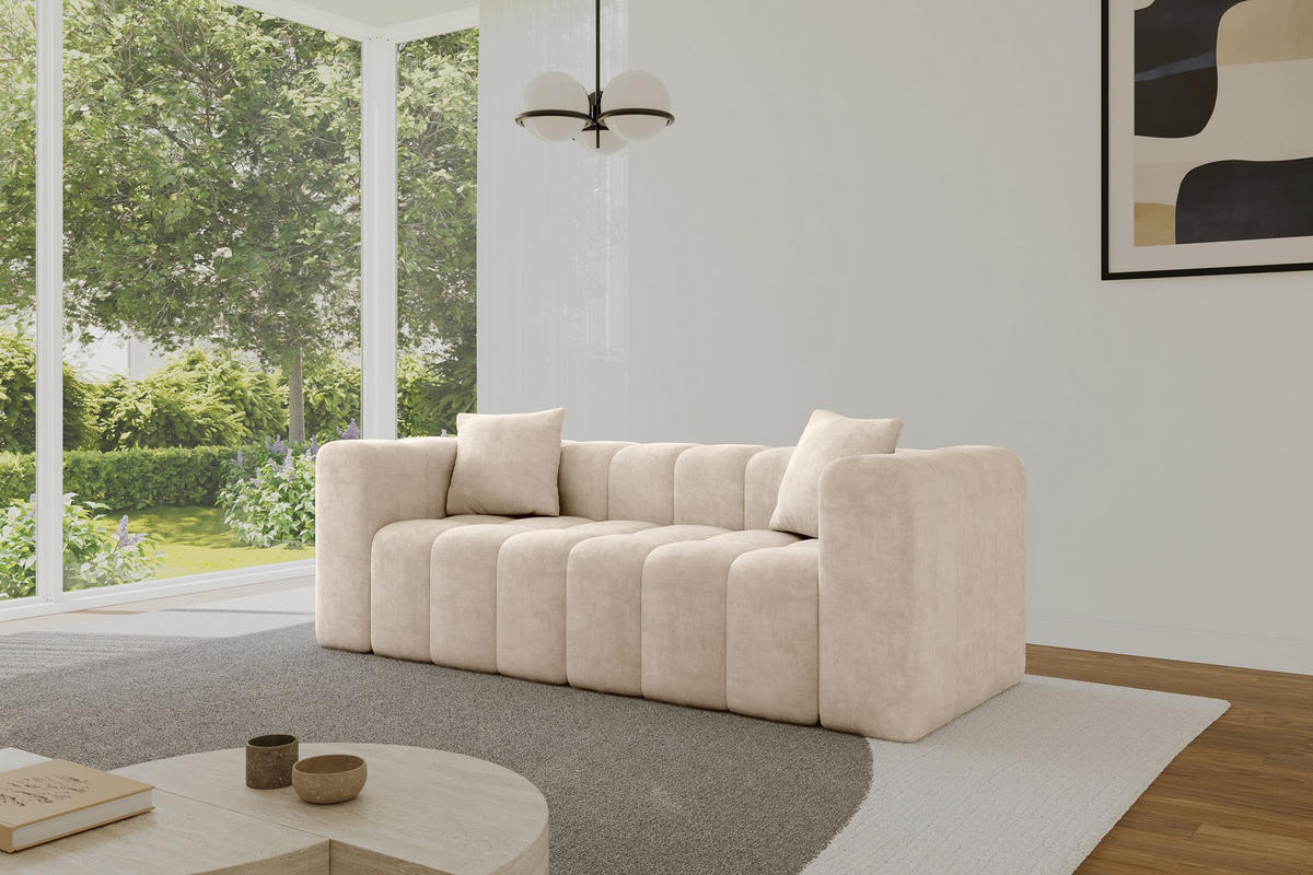 POHOVKA 2-MÍSTNÁ DONY-2 232x90x71 cm Béžová Velur - černá/béžová, kompozitní dřevo/textil (232/71/90cm) - ALTDECOR