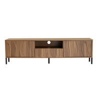 TV-SCHRANK aus MDF 160x35x46 cm Natur mit Kabeldurchführung und Stauraum, wellenförmiges Türdesign - Naturfarben, Holzwerkstoff (160/46/35cm) - Modfu