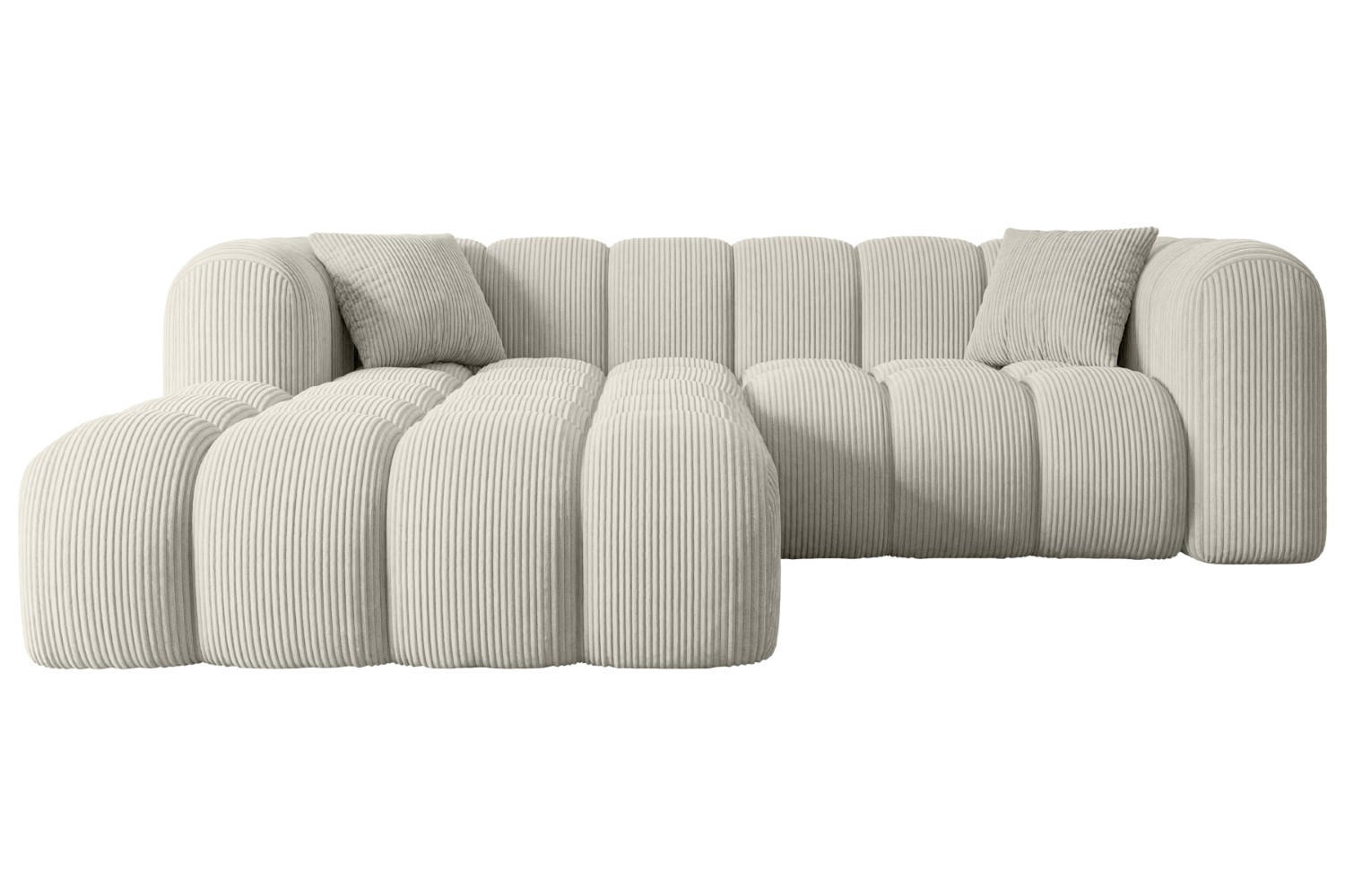 ECKSOFA Ottomane Links OLEA-L1 - 231x173x74 cm Hellgrau Cord - Hellgrau/Schwarz, Holzwerkstoff/Kunststoff (190/242cm) - ALTDECOR