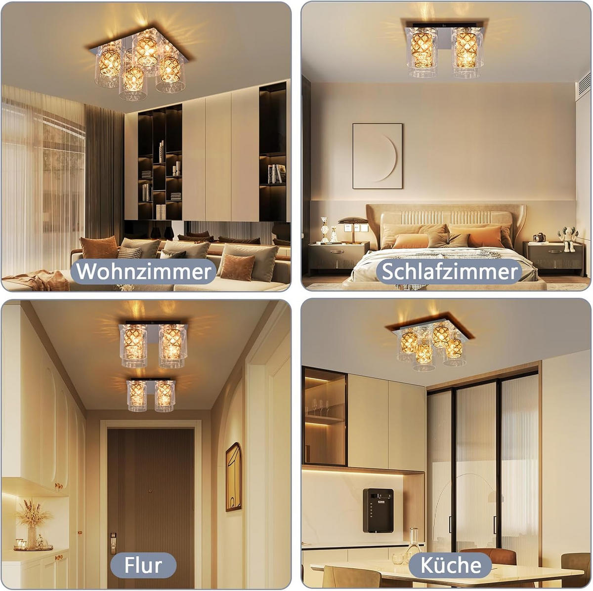 DECKENSTRAHLER Wellisr 30/16/30 cm - Transparent, Glas (30/30/16cm) - ZMH