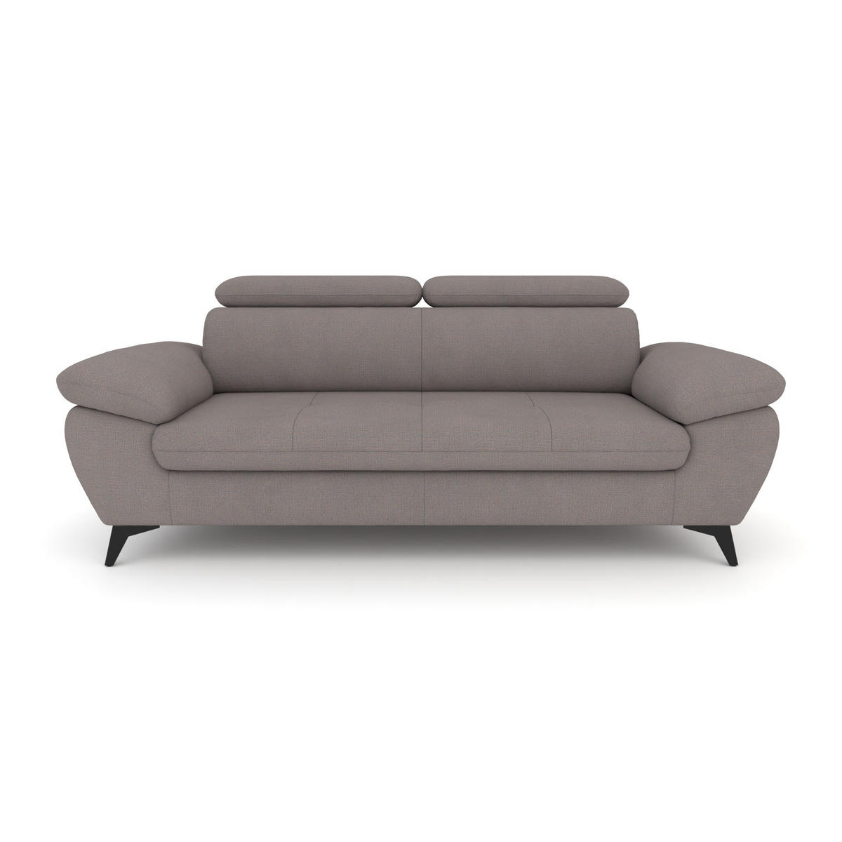 3-SITZER Karlstad Chenille Braun verstell. Kopfstützen B 215 cm - Mauve, Kunststoff/Textil (215/84/100cm) - foamnova