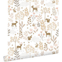 TAPETE Wald mit Waldtieren 53 cm x 10.05 m - Weiß, Papier (53/0.1cm) - ESTAhome