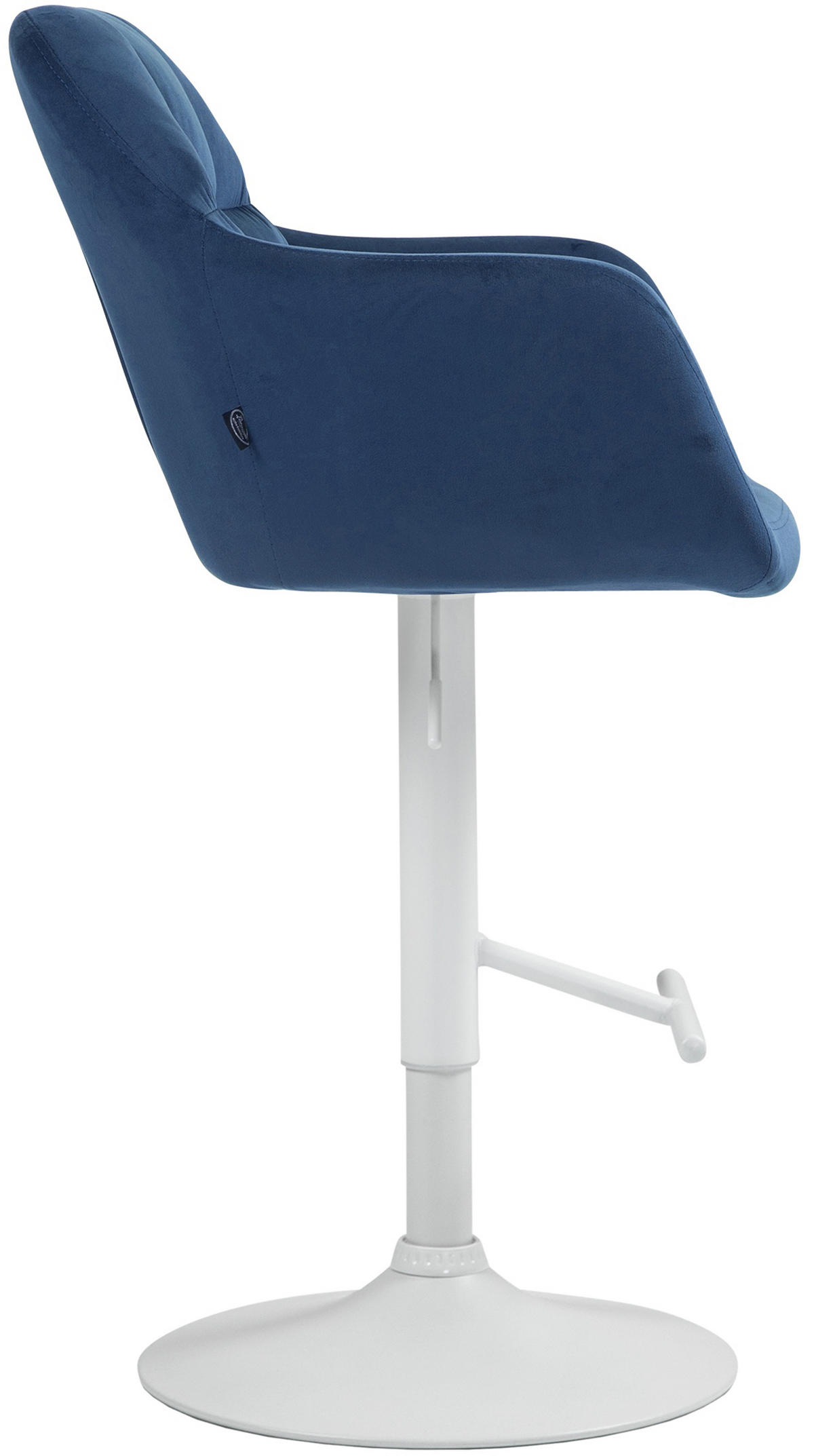 BARHOCKER Nardo Samt weiß blau - Blau/Weiß, Textil/Metall (57/118/59cm) - TPFLiving