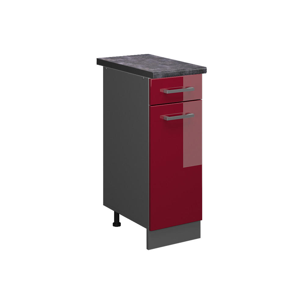 KÜCHENUNTERSCHRANK R-Line Rot Hochglanz 30 cm , AP Anthrazit - Bordeaux/Anthrazit, Holzwerkstoff (30/81.6/60cm) - Vicco