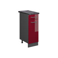 KÜCHENUNTERSCHRANK R-Line Rot Hochglanz 30 cm , AP Anthrazit - Bordeaux/Anthrazit, Holzwerkstoff (30/81.6/60cm) - Vicco