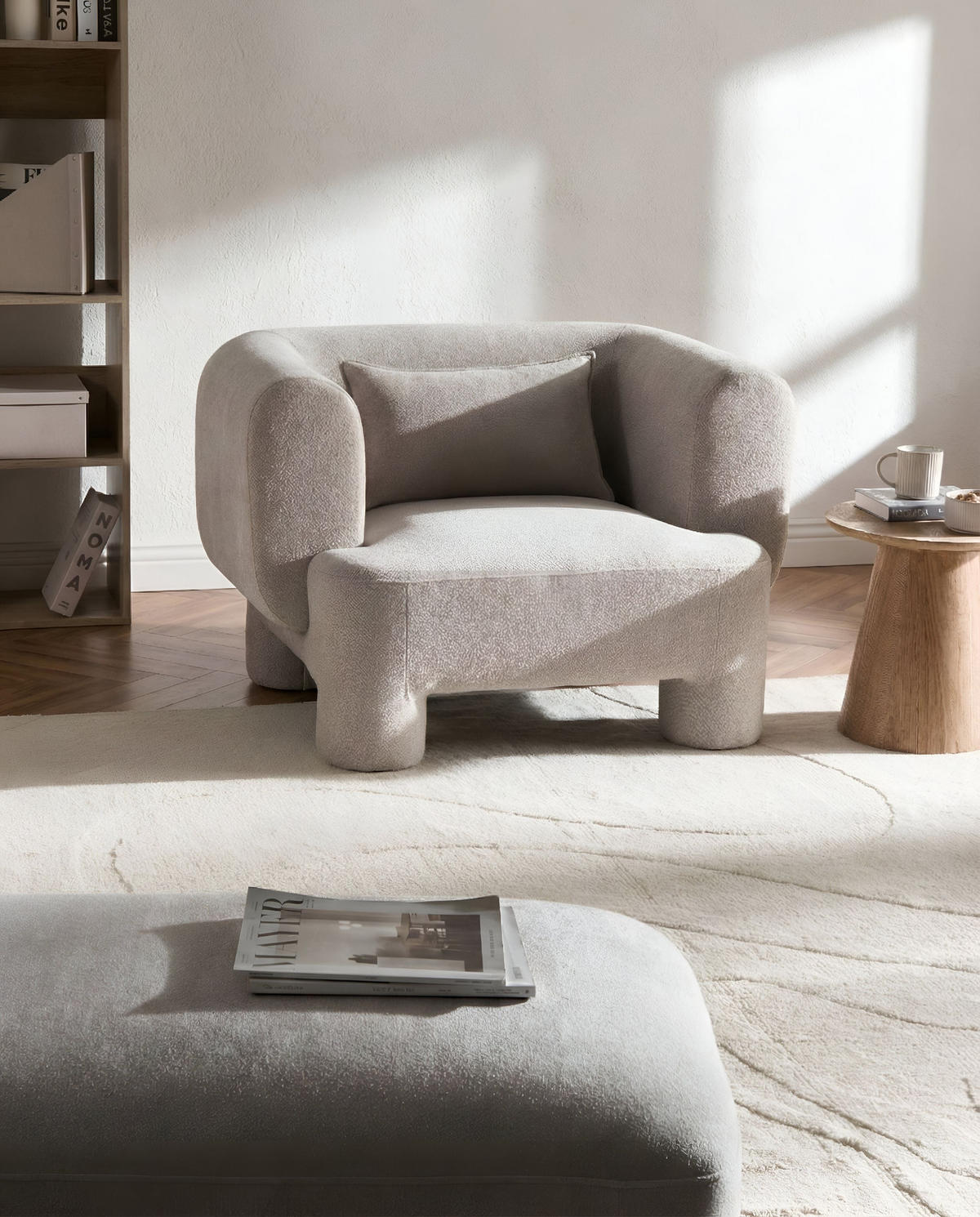 SESSEL Stoff Beige Hogbo - Beige, Textil (110/73/93cm) - Beliani