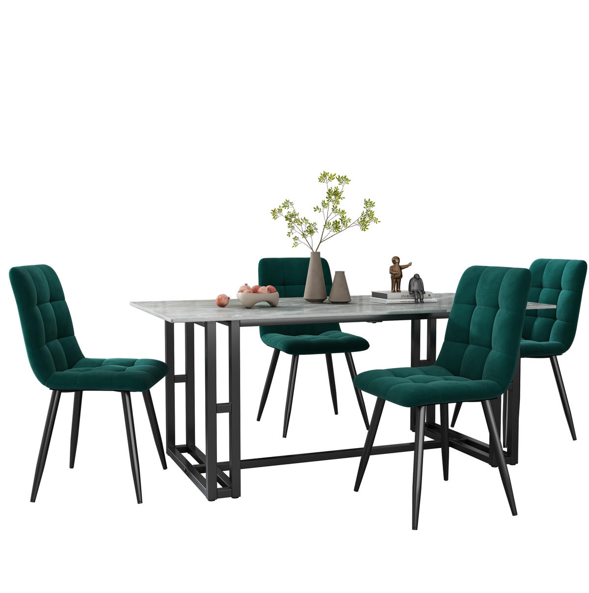 ESSZIMMERSTUHL gepolstert 4er-Set 44 x 41 x 86 cm Samt Grün - Grün, Metall (44/86/46cm) - Meubliv