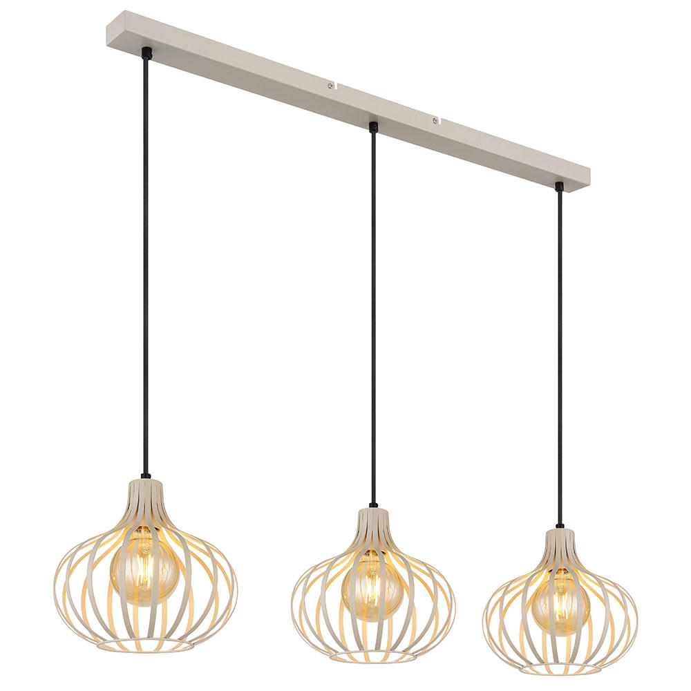 HÄNGELEUCHTE Metall creme sandfarben Gitter Design - Bernsteinfarben, Glas (103/25/150cm) - Globo Lighting