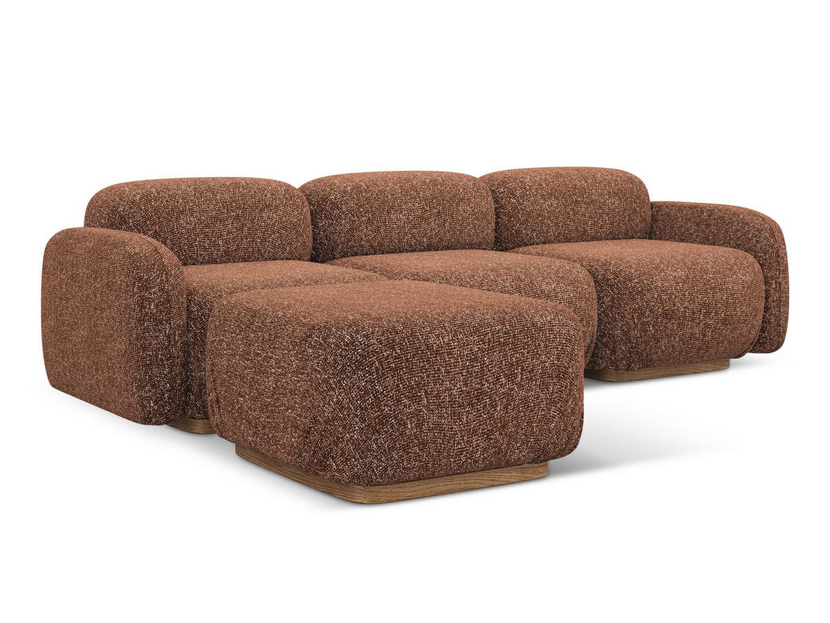 ECKSOFA Beidseitig Strukturstoff Stoff Orange - Terra cotta/Orange, Holz/Textil (270/190cm) - Makamii