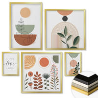 WANDBILDER 5er Set - 50x50 cm & 20x30 cm & 40x60 cm Goldrahmen - Abstrakte Berglandschaften - Goldfarben, Kunststoff (40/60cm) - ArtPrintCave