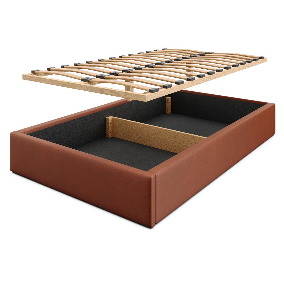 POLSTERBETT 120x200cm Bett mit Stauraum Lattenrost Honigfarbe - Orange/Braun, Holz/Holzwerkstoff (120/200cm) - Muralo