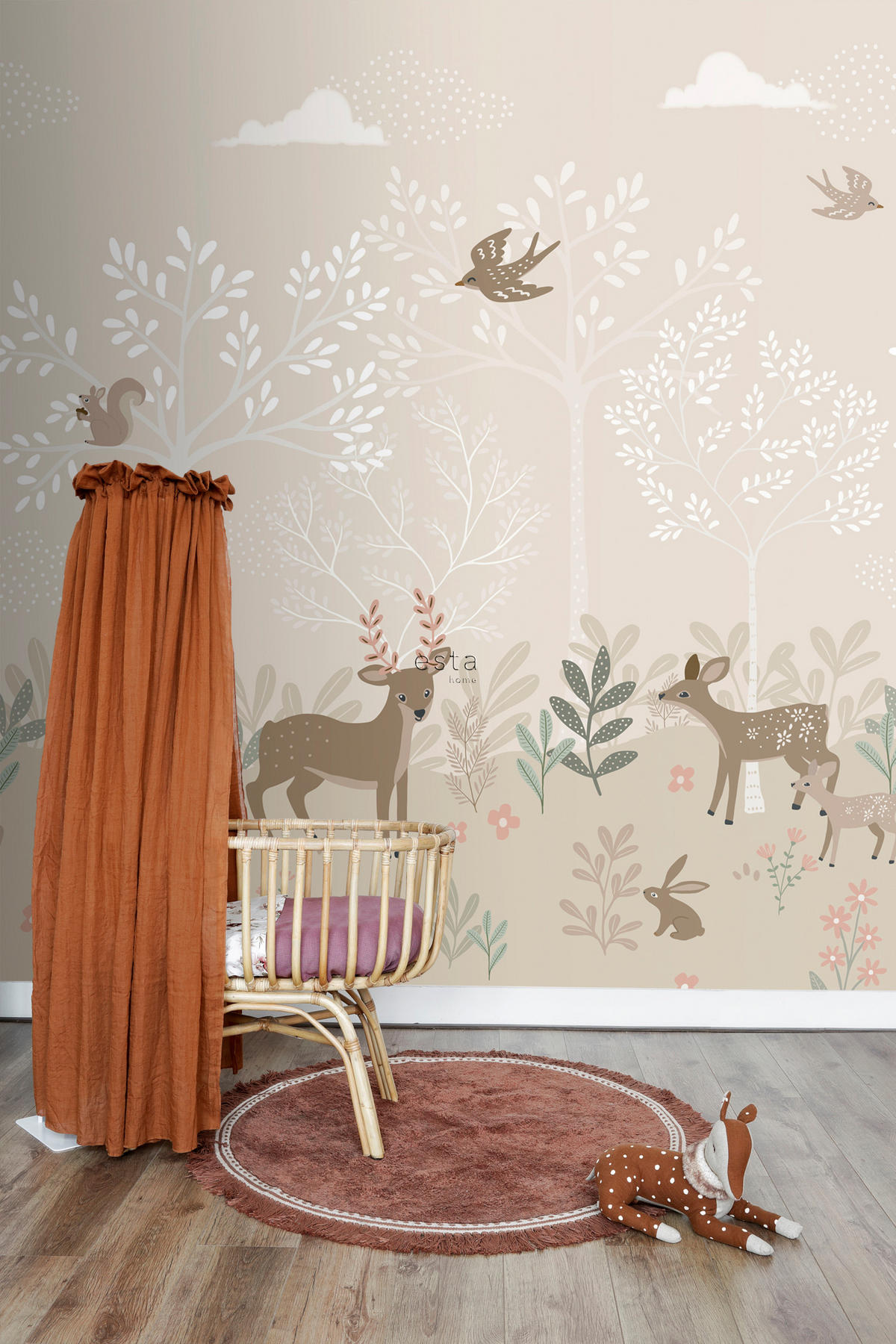 FOTOTAPETE Hirsche 250 x 279 cm - Beige, Papier (250/279cm) - ESTAhome